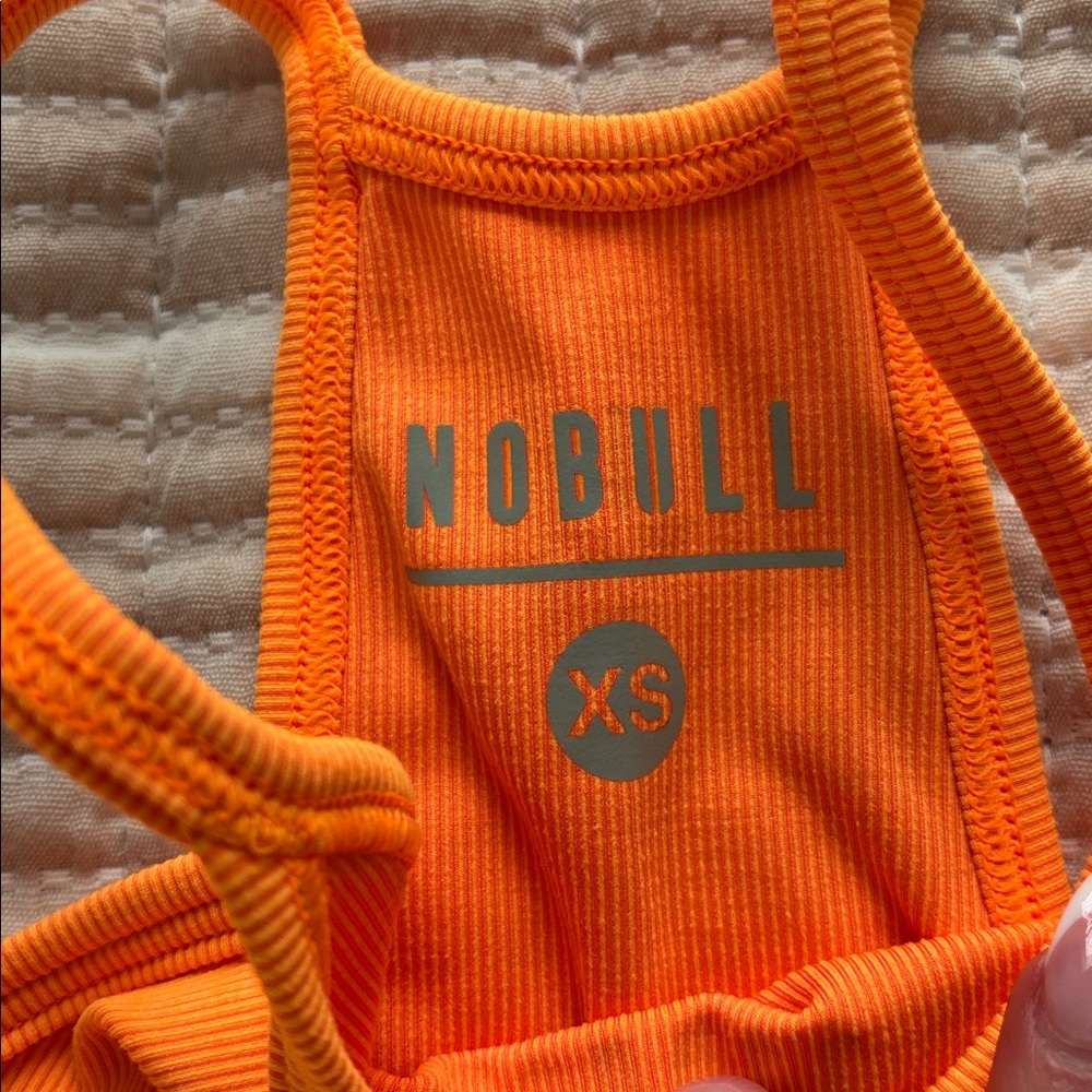 NOBULL Vibrant Orange Athletic Crop Top - Picture 2 of 3
